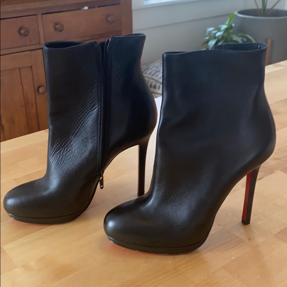 Christian Laboutin black leather ankle boots